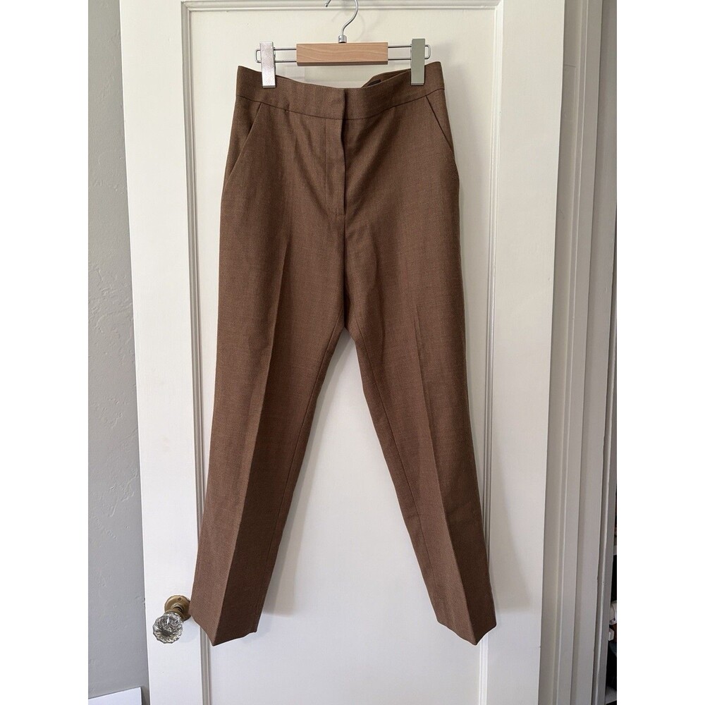 COS Brown Camel Wool Blend Tailored Trousers Pants Size EU 32 US 2 Slim Leg